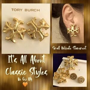 Tory Burch Authentic Bold Statement Double T Golden Roxanne Medium Stud